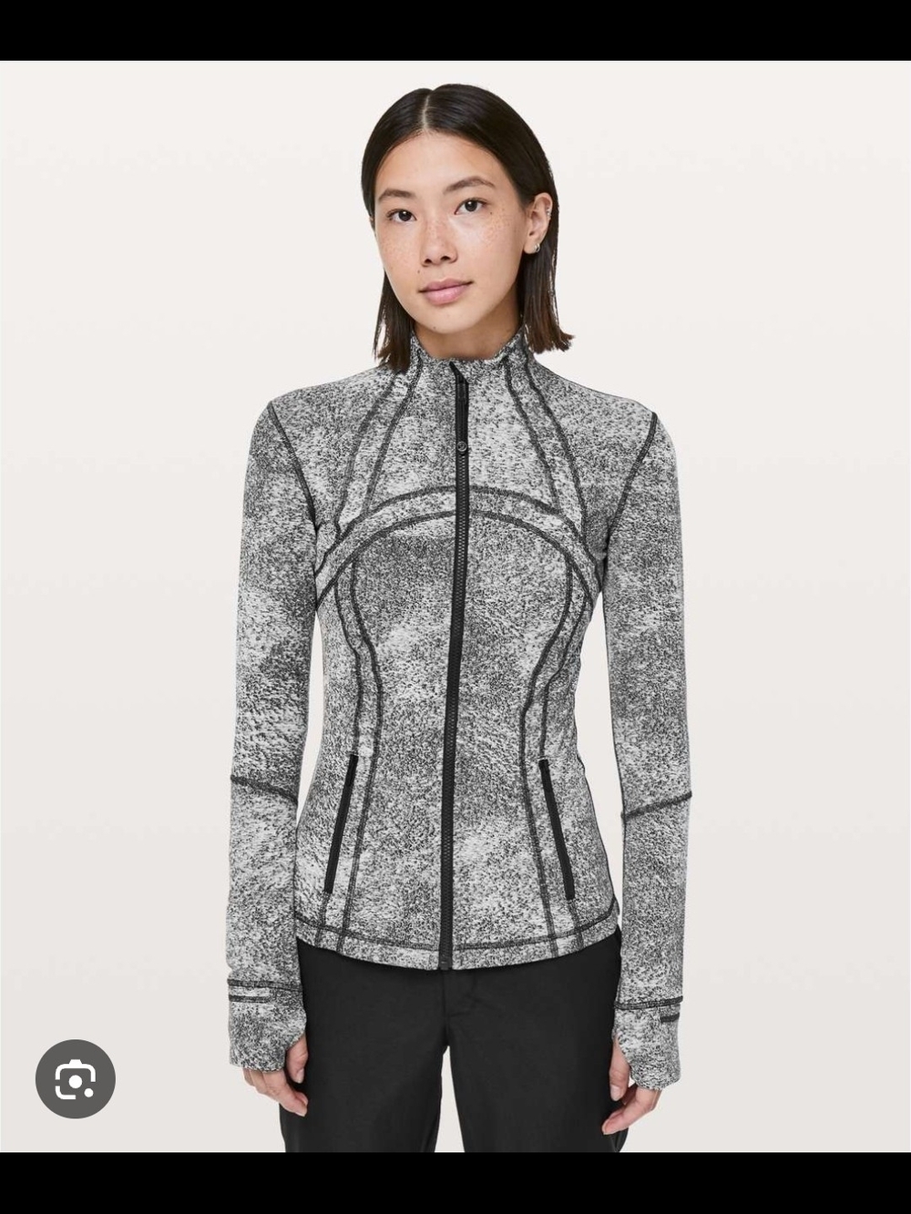 LULULEMON Women Black and White Pattern Define Athletic Zipped Jacket Size 12